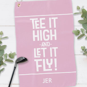 Golfer Golf Tee Humour Funny Monogrammed Fun Pink Golf Towel
