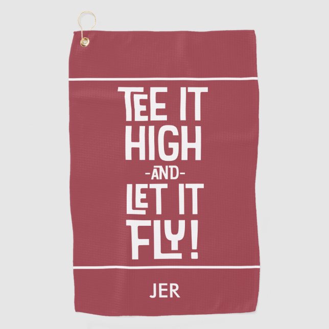 Golfer Golf Tee Humour Funny Sports Monogrammed Re Golf Towel (Front)