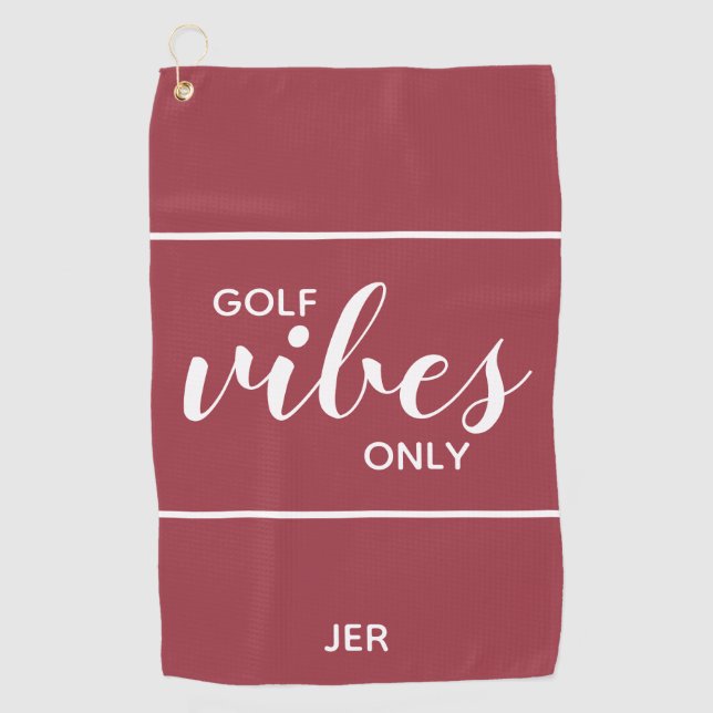 Golfer Golf Vibes Fun Personalised Crimson Red Pro Towel (Front)