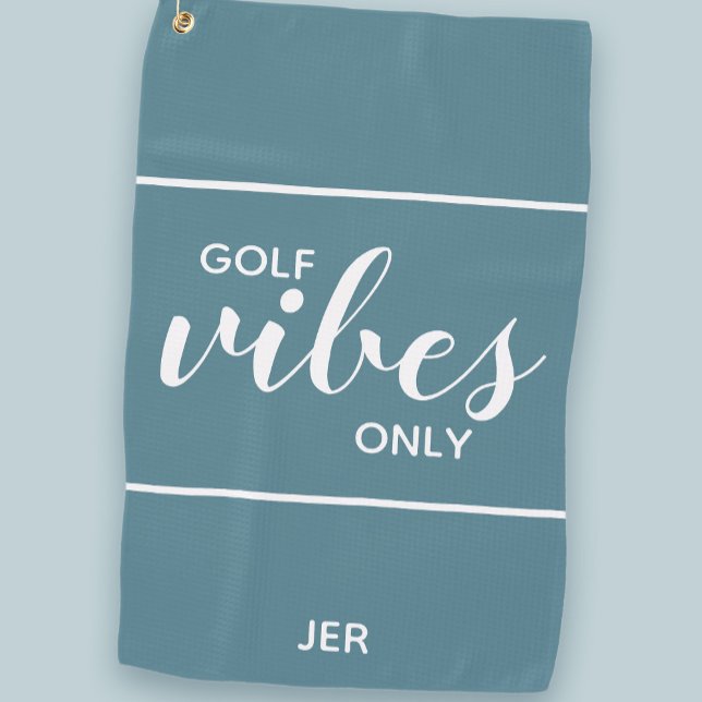 Golfer Golf Vibes Fun Personalised Turquoise Pro   Golf Towel (Golfer Golf Vibes Fun Personalized Turquoise Pro Golf Towel)