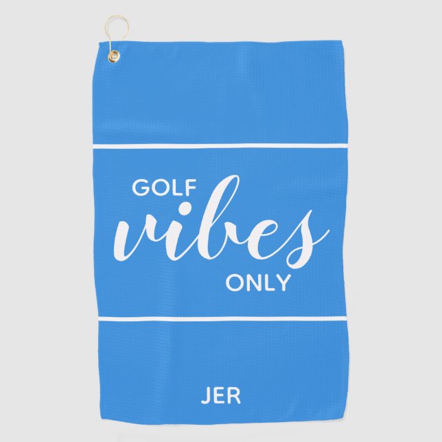 Golfer Golf Vibes Only Custom | Modern Blue Unique Towel (Front)