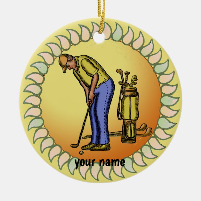 Golfer  Grandpa  Ceramic Tree Decoration (Front)
