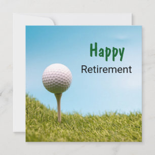Golfer Happy Retirement with golf ball on tee off