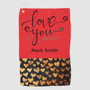 Golfer Happy Valentine's Day with love Golf Towel