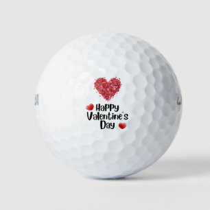 Golfer Happy Valentine's Day with love red heart   Golf Balls