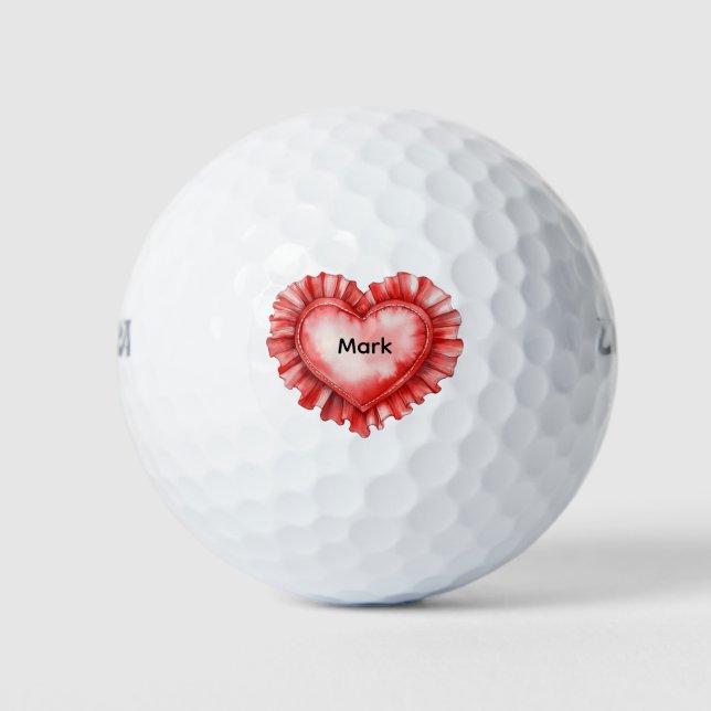 Golfer Happy Valentine's Day with love red heart   Golf Balls (Front)