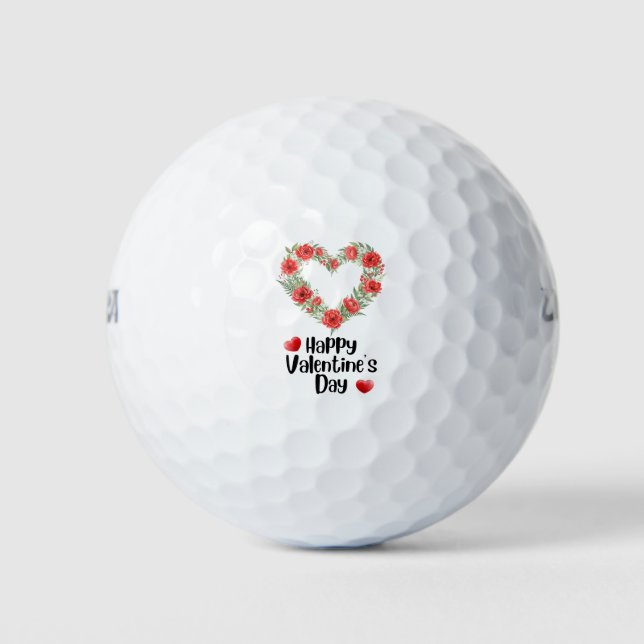 Golfer Happy Valentine's Day with love red heart   Golf Balls (Front)