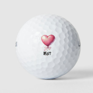 Golfer Happy Valentine's Day with love red heart Golf Balls