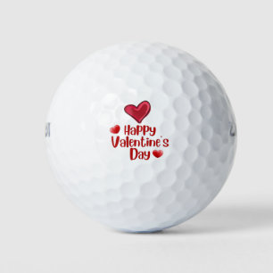 Golfer Happy Valentine's Day with love red heart Golf Balls