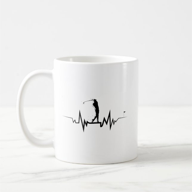 Golfer Heartbeat Cool Gift for Golf Player Coffee Mug (Left)