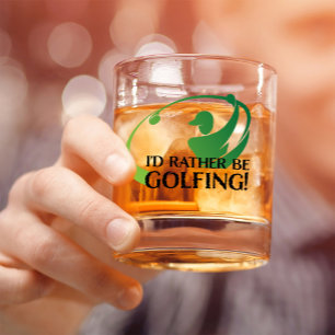Golfer Humour I'd Rather Be Golfing Golf Funny Men Whiskey Glass