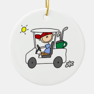 Golfer in Golf Cart Ceramic Tree Decoration
