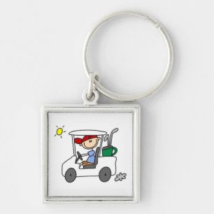 Golfer in Golf Cart Key Ring