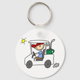 Golfer in Golf Cart Key Ring