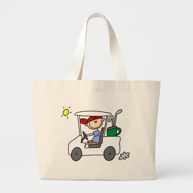 Golfer in Golf Cart Large Tote Bag (Front)
