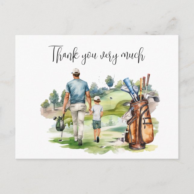 Golfer in golf course watercolor for Dad Postcard (Front)