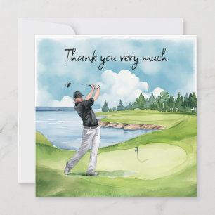 Golfer in the golf course thank you card