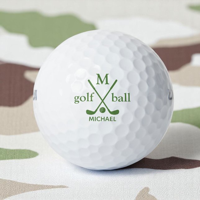 Golfer Initial and Name . Army-Green Monogram Golf Balls (Creator Uploaded)