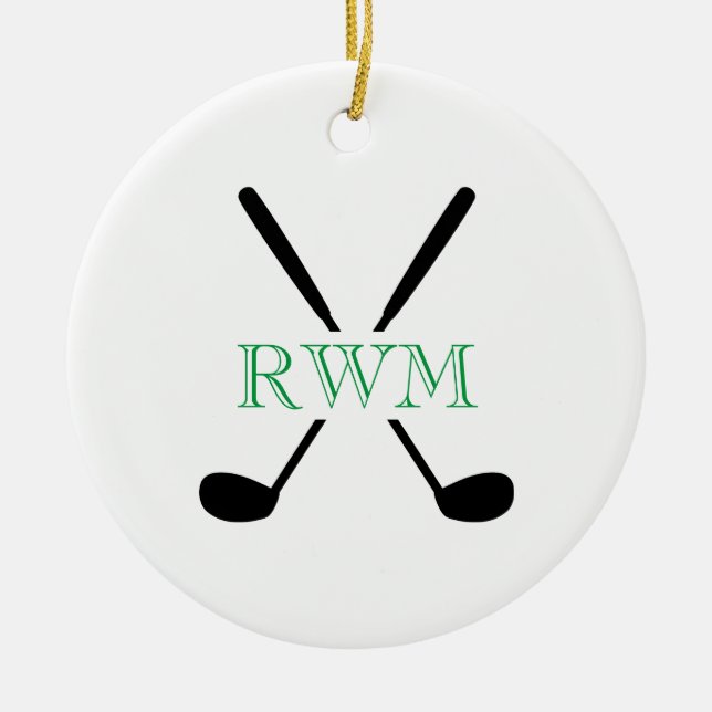 Golfer INITIALS Clubs Course Game Timeless Golfing Ceramic Tree Decoration (Front)