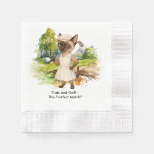 Golfer is on golf course for cat lovers napkin