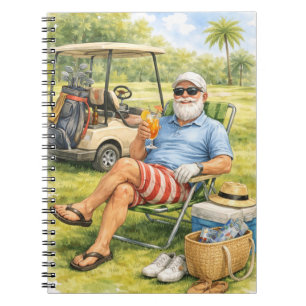 Golfer is relaxing in golf course notebook