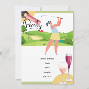 Golfer Let's Par Tee for Party Invitation
