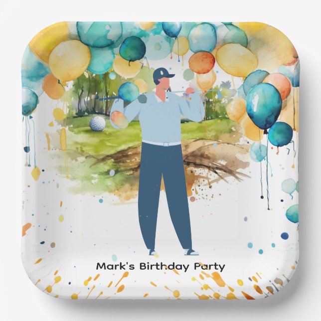 Golfer  Let's Par Tee for Party  Paper Plate (Front)