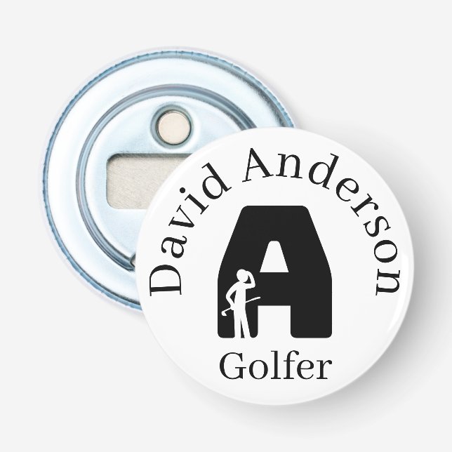 Golfer Letter A Bottle Opener (Front)
