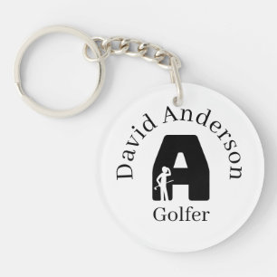 Golfer Letter A Key Ring