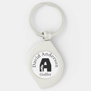 Golfer Letter A Key Ring