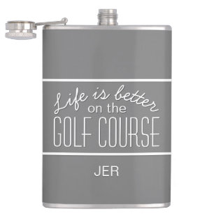 Golfer Life is Better Golf Course Monogrammed      Hip Flask