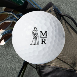 Golfer Man Playing Golf Monogram Balls