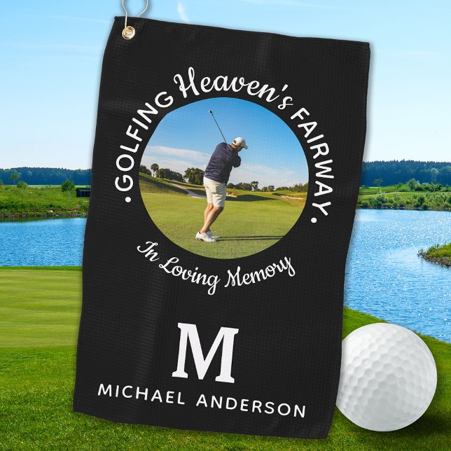 Golfer Memorial Golfing Heaven's Fairway Photo Golf Towel (Creator Uploaded)