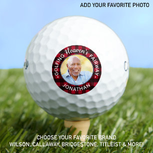 Golfer Memorial Red Plaid Personalised Photo Golf Balls