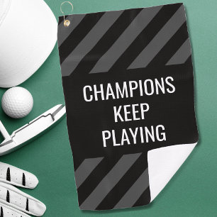 Golfer Modern Black Inspirational Quote Golf Towel