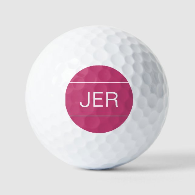 Golfer Modern Custom Monogram Initials Cool Pink Golf Balls (Front)