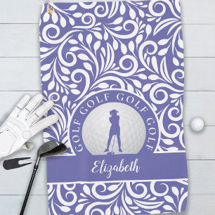 Golfer Modern Pattern Name Periwinkle Blue Sports Golf Towel