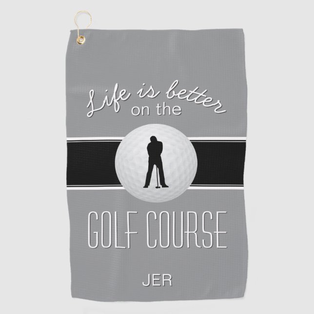 Golfer Monogram Golf Sports Quote Grey Cute Towel (Front)