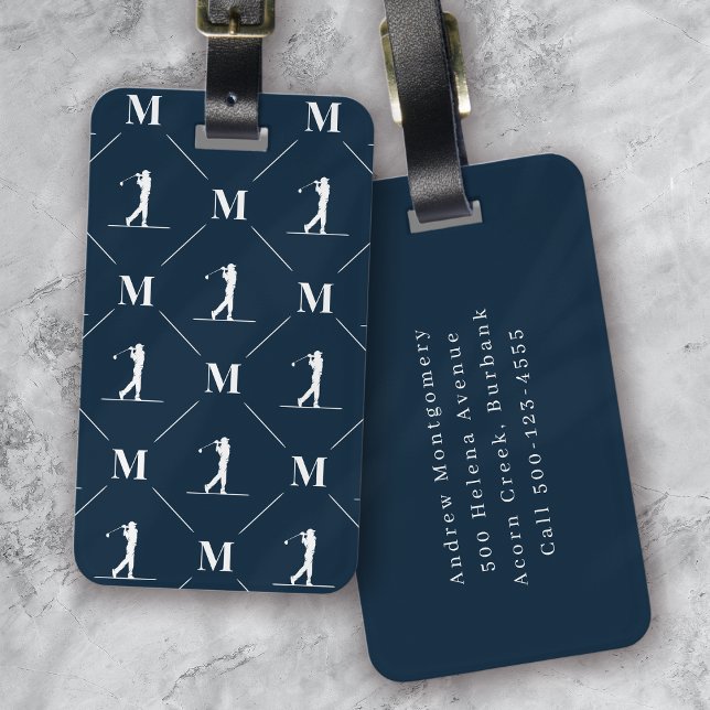 Golfer Monogram Initial Designer Pattern Luggage Tag (Creator Uploaded)
