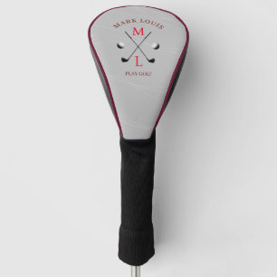 Golfer Monogram Light Grey Golf Head Cover