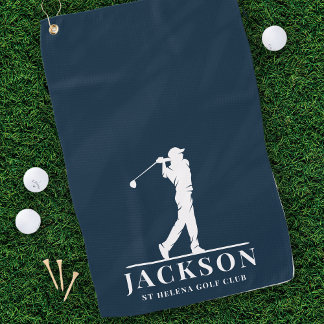 Golfer Monogrammed Blue Golf Towel