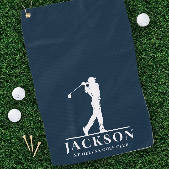 Golfer Monogrammed Blue Golf Towel (Creator Uploaded)