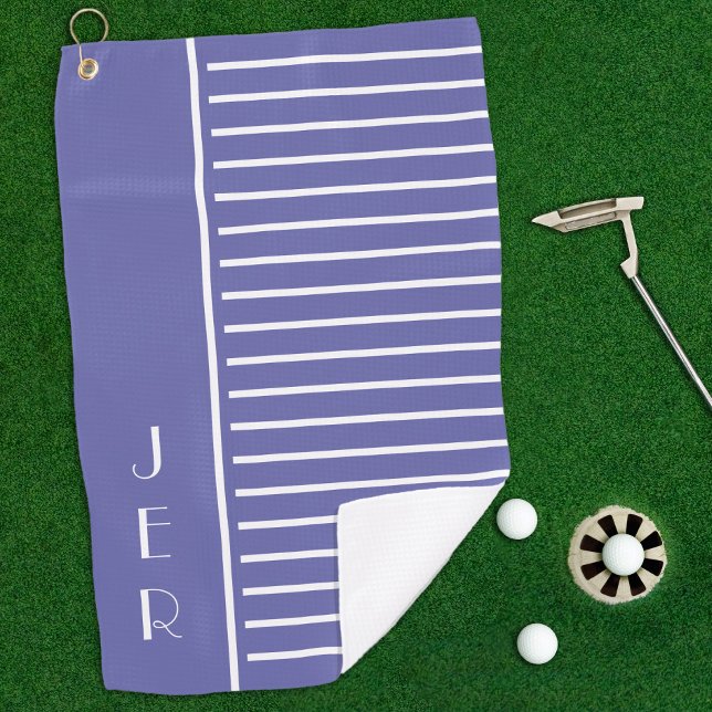 Golfer Monogrammed Periwinkle Blue Modern Template Golf Towel (Creator Uploaded)