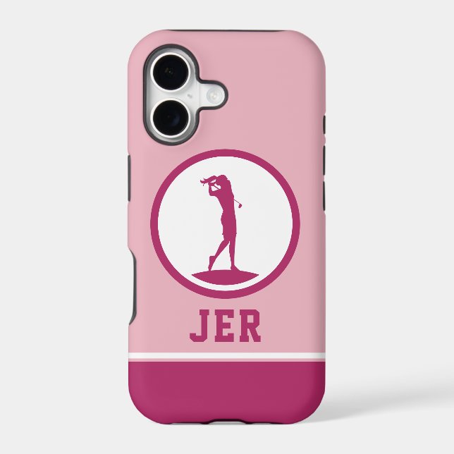 Golfer Monogrammed Silhouette Pink Chic For Her iP (Back)
