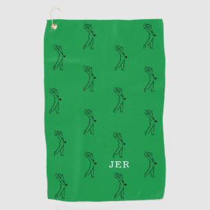 Golfer Monogrammed Sports Equipment Green Black Golf Towel