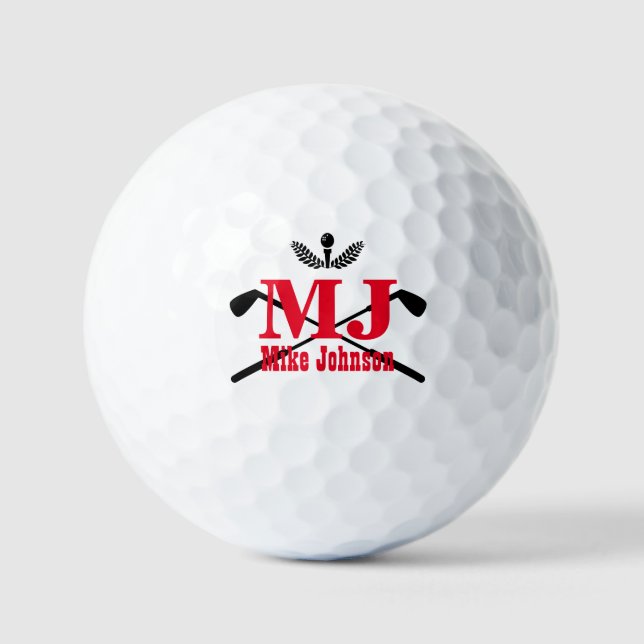 Golfer Name Initial Monogram Personalised Golf Balls (Front)