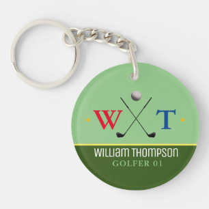 Golfer Name & Initials Monogram Key Ring
