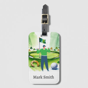  GOLFER on Golf Course  St. Patrick's Day  Luggage Tag