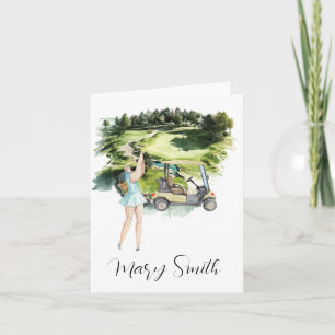 Golfer on golf course with Name gifts for golfer Note Card