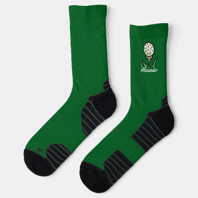 Golfer Oversized Golf Balls Gold Tees Personalised Socks (Left)